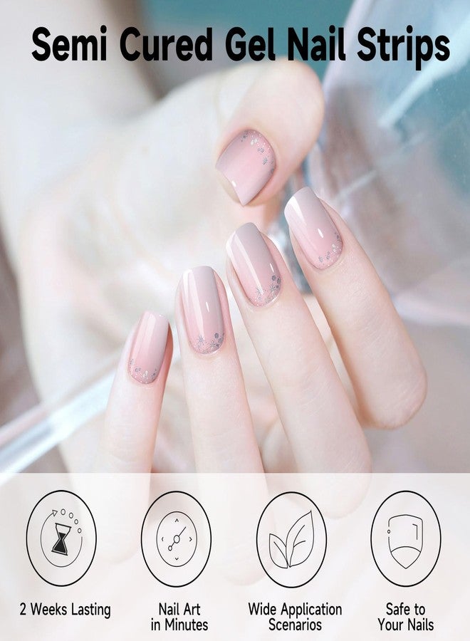 DUKASOU Semi Cured Gel Nail Strips, 28 pcs Gel Nail Stickers Work with Any UV Lights, Long-Lasting Nail Wraps, Stick on Nails for women Easy to Apply & Remove - Image 2