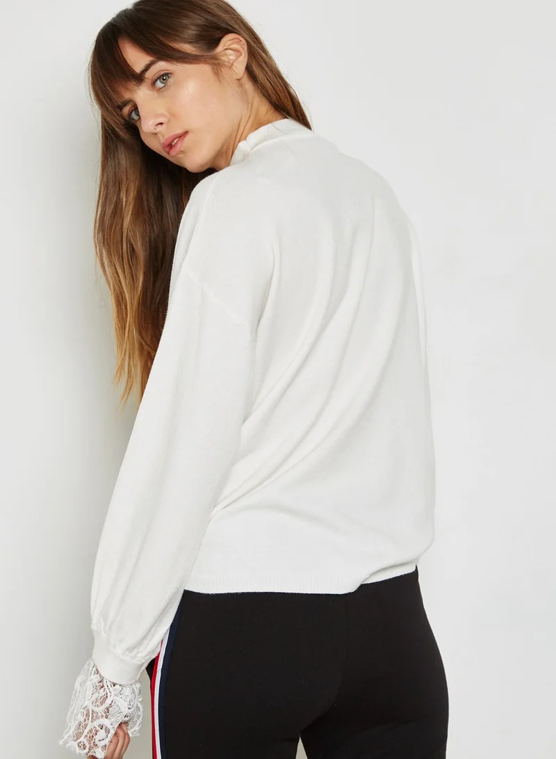 Ginger Choker Lace Cuffed Sweater