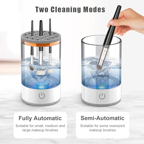 Multibrite Automatic Makeup Brush Cleaner - Makeup Brush Cleaner Tool for All Type Beauty Makeup Brushes Set - Portable Liquid Foundation, Contour, Eyeshadow, Blush Brush Cleaner Machine Tool - Image 4