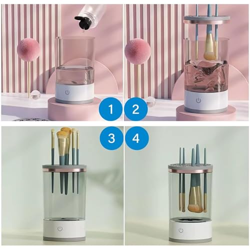 Multibrite Automatic Makeup Brush Cleaner - Makeup Brush Cleaner Tool for All Type Beauty Makeup Brushes Set - Portable Liquid Foundation, Contour, Eyeshadow, Blush Brush Cleaner Machine Tool - Image 3