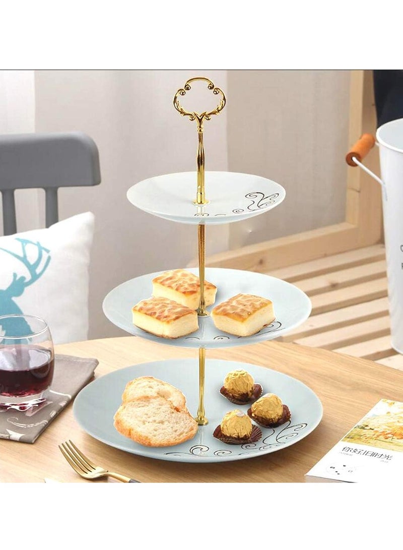 Zikra 5 Sets 3 Tier Cupcake Stand Hardware Handles, Vintage Tray Stand Center Holder Fitting with Screws and Flat Washers for Party Wedding Display Stand (Olive Branch Golden) - Image 2