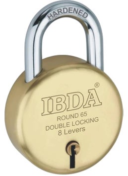 IBDA IBDA Lock and Key 65mm Keyed Lock Double Locking 8 Levers Technology Brass Finish Lock for HomeShuttergateDoorkadiChannelChainShopSchoolWarehouseFlat OutdoorIndoor Pk of 2  - Image 2