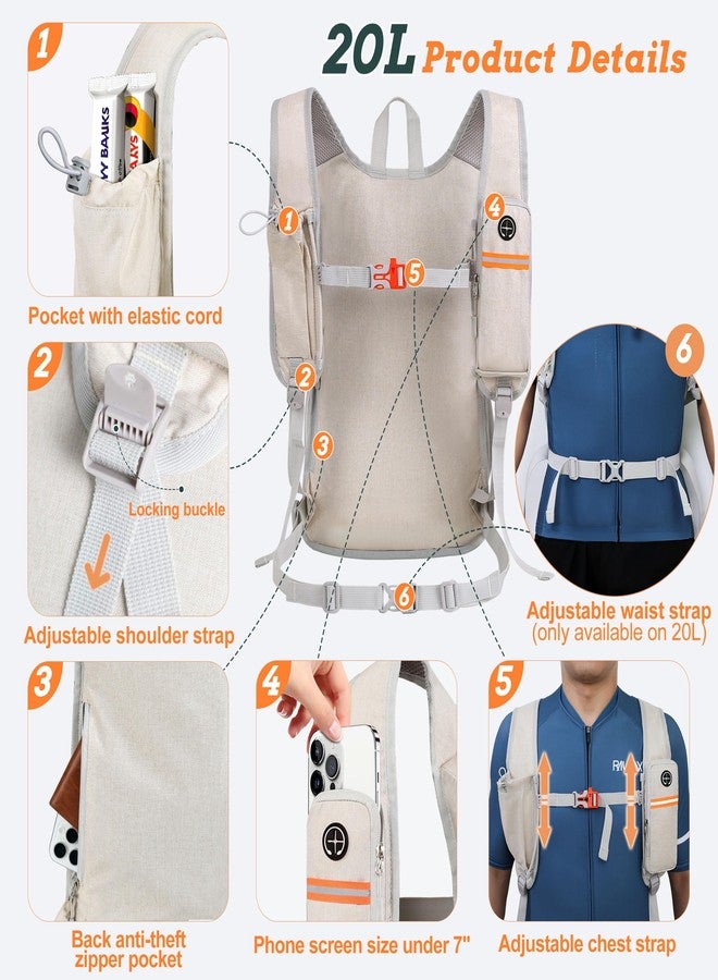 BECOJADDE 20L Small Hiking Backpack for Men Women Foldable Packable Back Pack Ultralight Hiking Daypack for Travel Camping Outdoor, Beige - Image 2