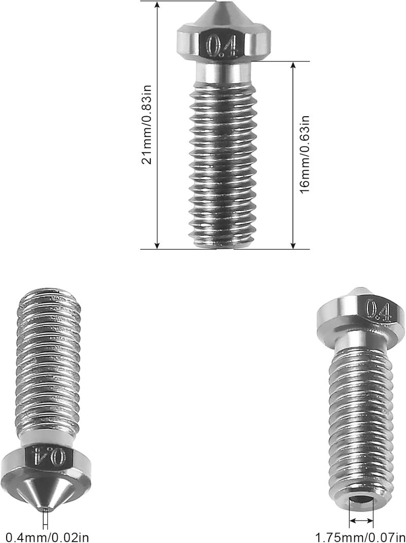 AITIAO 6PCS Volcano Nozzle 0.4mm M6 Hardened Steel Nozzles for J-Head Hotend Extruder Artillery/Sidewinder 3D Printer - Image 4