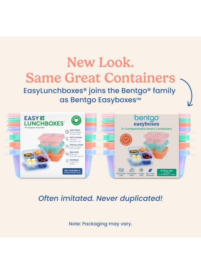 Bentgo Easyboxes 4-Compartment Snack Containers - 8-Piece Set with 4 Trays & 4 Custom-Fit Lids to Seal in Freshness - Reusable Food Storage & Meal Prep Bento BPA-Free Containers (Pastels) - Image 5