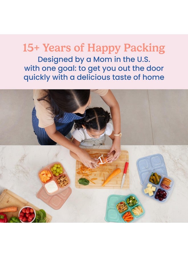 Bentgo Easyboxes 4-Compartment Snack Containers - 8-Piece Set with 4 Trays & 4 Custom-Fit Lids to Seal in Freshness - Reusable Food Storage & Meal Prep Bento BPA-Free Containers (Pastels) - Image 4