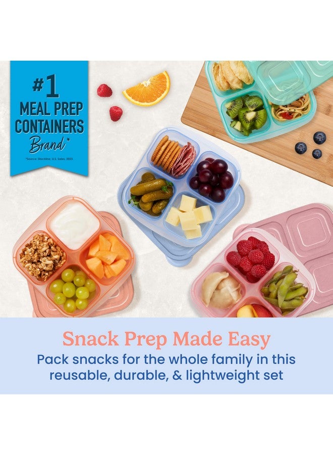 Bentgo Easyboxes 4-Compartment Snack Containers - 8-Piece Set with 4 Trays & 4 Custom-Fit Lids to Seal in Freshness - Reusable Food Storage & Meal Prep Bento BPA-Free Containers (Pastels) - Image 2