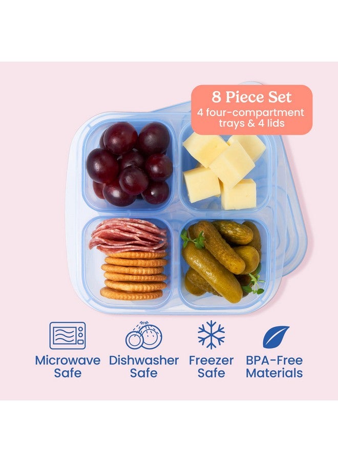 Bentgo Easyboxes 4-Compartment Snack Containers - 8-Piece Set with 4 Trays & 4 Custom-Fit Lids to Seal in Freshness - Reusable Food Storage & Meal Prep Bento BPA-Free Containers (Pastels) - Image 3