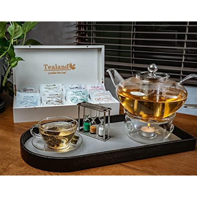 تيلاند مصنوع يدويًا من زجاج البورسليكات الشفاف المقاوم للحرارة، قاعدة تسخين زجاجية لإبريق الشاي المقاوم لتسخين الشاي أو المشروبات - Image 4