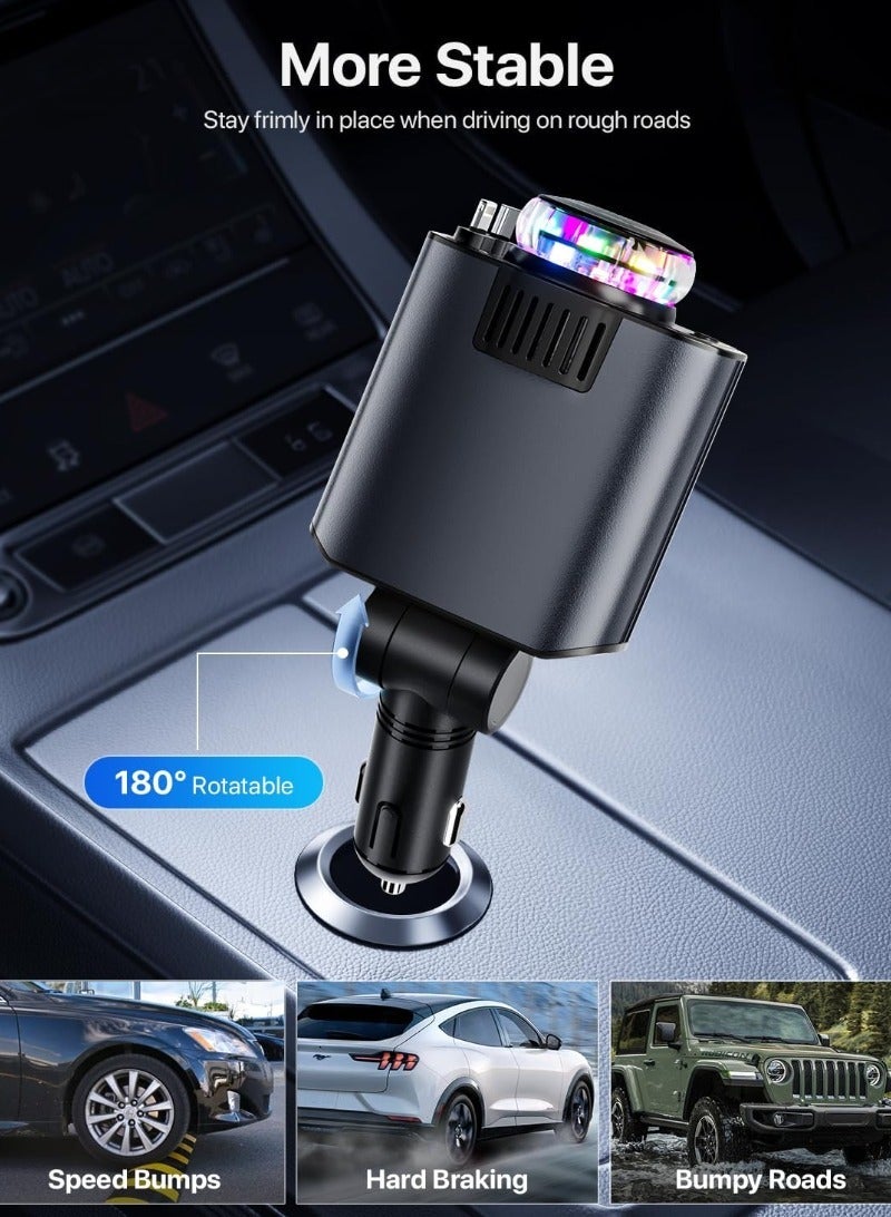 لوييناو عطر سيارة فخمة مع ضوء نجمي أحمر - مشاحن سيارة 5 في 1 قابل للسحب لآيفون 17 16 15 - محول شحن سريع يو اس بي سي لسامسونج أندرويد آيفون 13 14 - Image 4