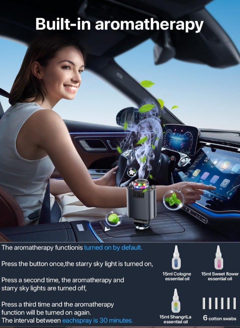 لوييناو عطر سيارة فخمة مع ضوء نجمي أحمر - مشاحن سيارة 5 في 1 قابل للسحب لآيفون 17 16 15 - محول شحن سريع يو اس بي سي لسامسونج أندرويد آيفون 13 14 - Image 3
