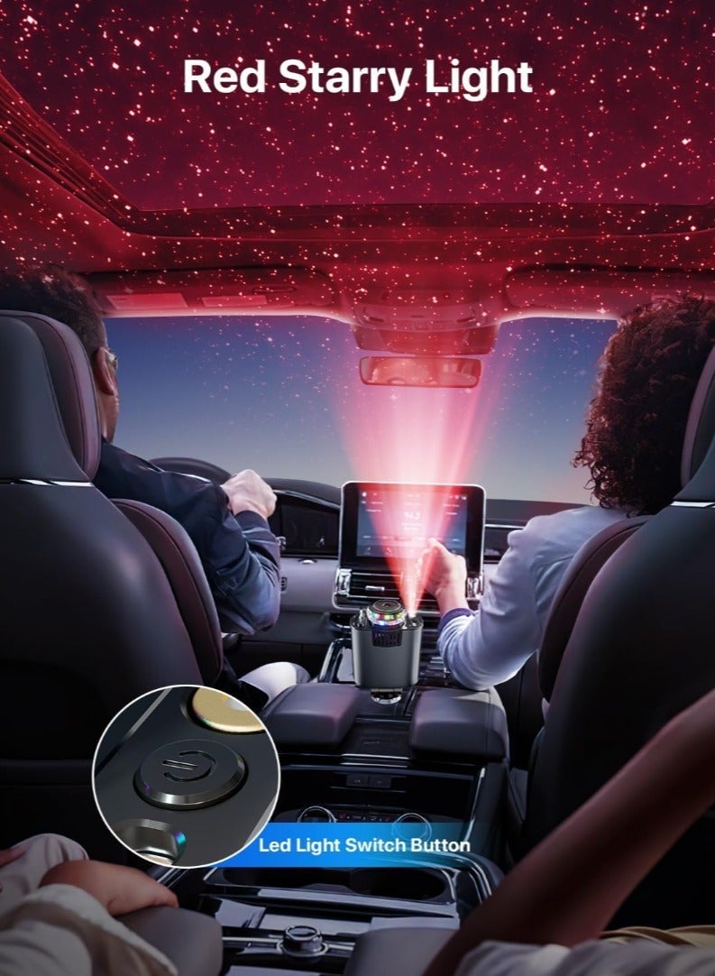 لوييناو عطر سيارة فخمة مع ضوء نجمي أحمر - مشاحن سيارة 5 في 1 قابل للسحب لآيفون 17 16 15 - محول شحن سريع يو اس بي سي لسامسونج أندرويد آيفون 13 14 - Image 2
