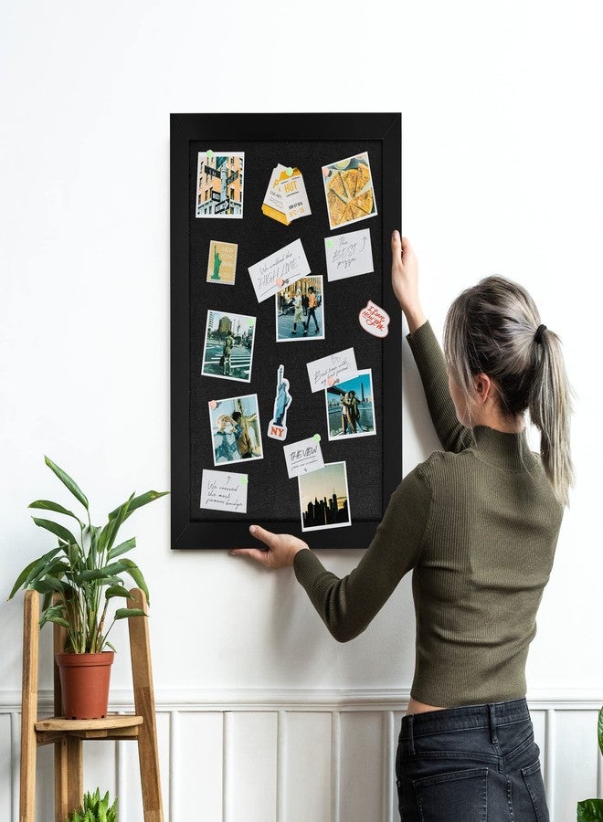 بورد 2 باي لوحة إعلانات من الفلين الأسود من Board2by، بإطار خشبي، مقاس 30 × 20 بوصة، مع غطاء من الكتان، لوحة مكتبية لتزيين الجدران، لوحة دبابيس جدارية مع 20 دبوسًا، مناسبة للمدرسة والمنزل والمكتب. - Image 3