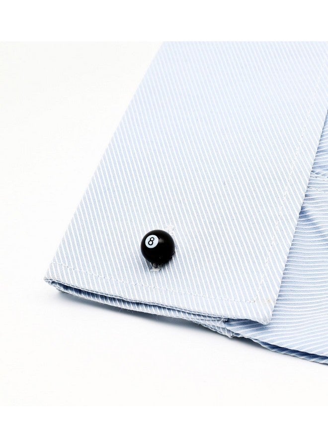 Jonwo Lucky Black 8 Ball Cufflinks For Men Dress In Gift Case Funny Black 8 Men'S Cufflinks Set For Wedding Party Birthday Anniversary Dress - Image 2
