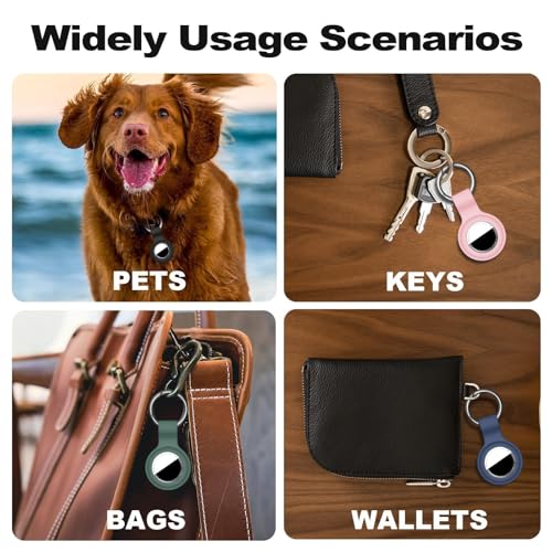 Linsaner 2|4 Pack Compatible with AirTag Holder Keychain Silicone Key Ring for air tagholder Cases Tags Chain for Apple for Air Tag GPS Item Finders Accessories, Black/Pink/Dark Green/Dark Blue - Image 5