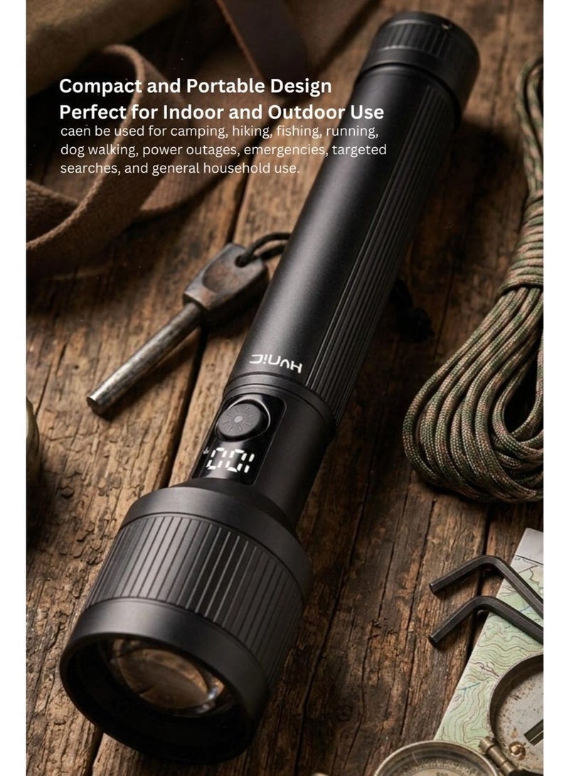 هاينك مصباح LED فائق السطوع – 600 لومن، بطارية قابلة لإعادة الشحن بسعة 10000 مللي أمبير مع شاشة طاقة رقمية وشعاع قابل للتكبير - Image 2