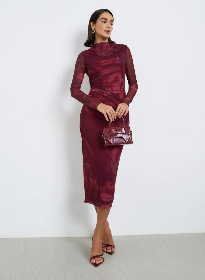 Styli Women Floral Print Bodycon Midi Dress