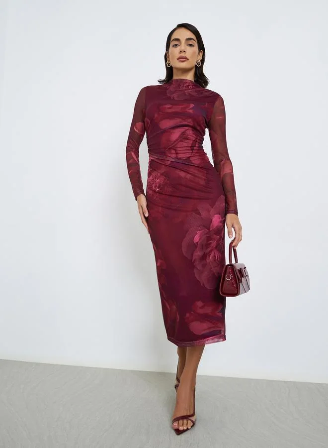 Styli Women Floral Print Bodycon Midi Dress