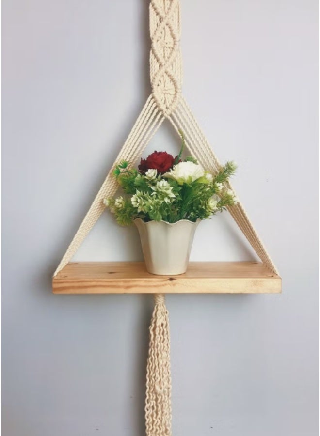 انتيكيانو رف خشب مكرمية 80*33*14سم - Image 2