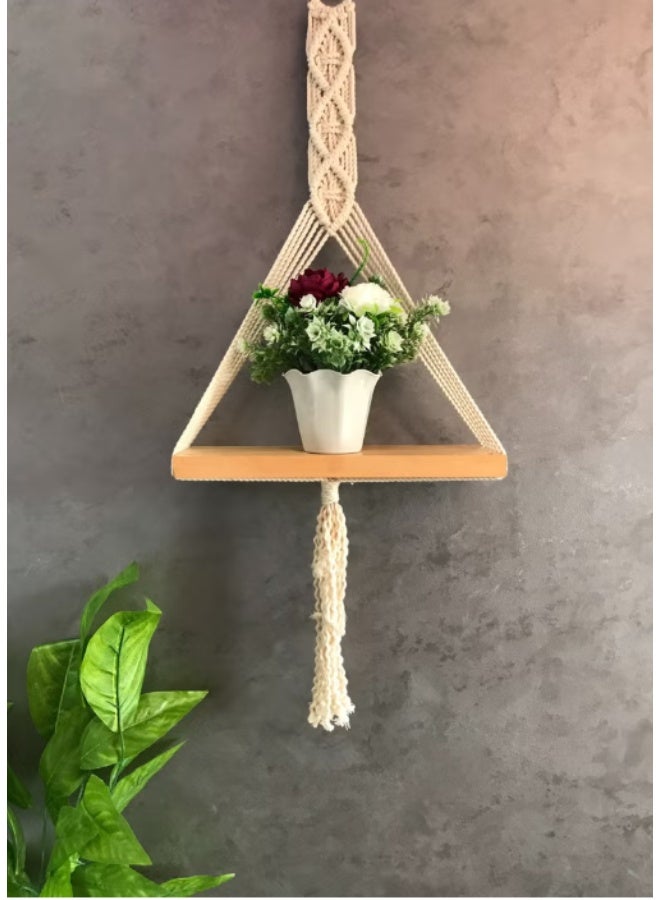 انتيكيانو رف خشب مكرمية 80*33*14سم - Image 3