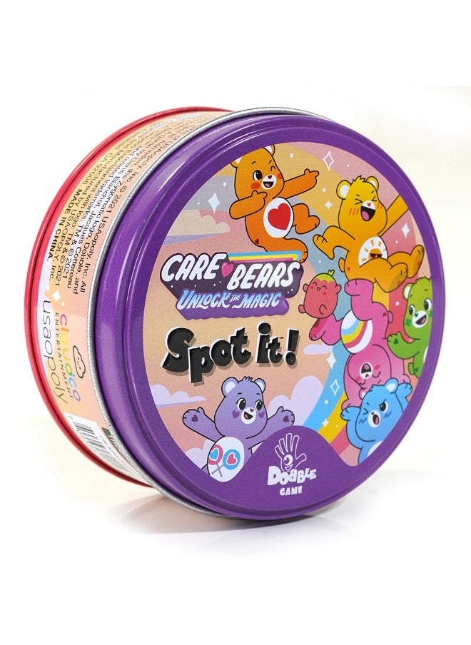 Spot it Spot It! Care Bears Mini Card Game, Matching Game, Fun Kids Game for Family Game Night, Travel Game for Kids, Great Gift for Kids, Age 7+, 2 to 8 Players Average Playtime 15 Minutes  - Image 1