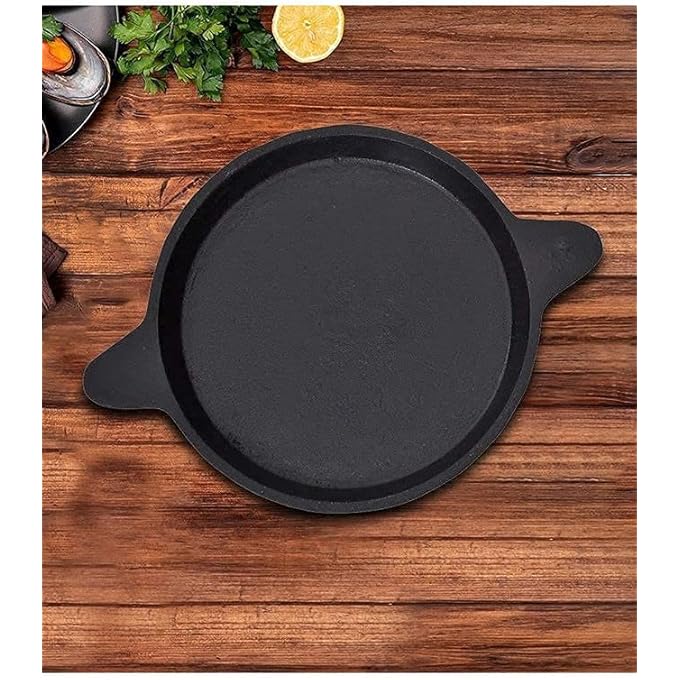 ايدا مقلاة AdachattiDosa من الحديد الزهر تم تحضيرها مسبقًا للطهي التقليدي لدوسا تشاباثي روتي أومليت بيتزا قلي سمك أبام، 10 بوصة أسود - Image 2