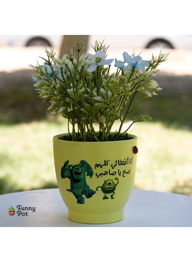 Handnade artificial plant pot -lemon green- 18*10 cm