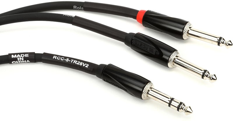 Roland Black Series 1/4-Inch TRS Male to Dual 1/4-Inch TS Male Insert/Splitter Cable - 5 Foot (RCC-5-TR28V2)