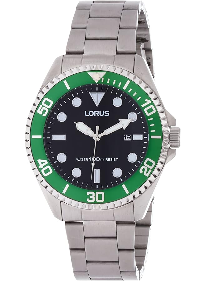 لوراس ساعة رياضية للرجال كوارتز تناظرية بسوار من الفولاذ المقاوم للصدأ Rh943Gx9 - Image 1