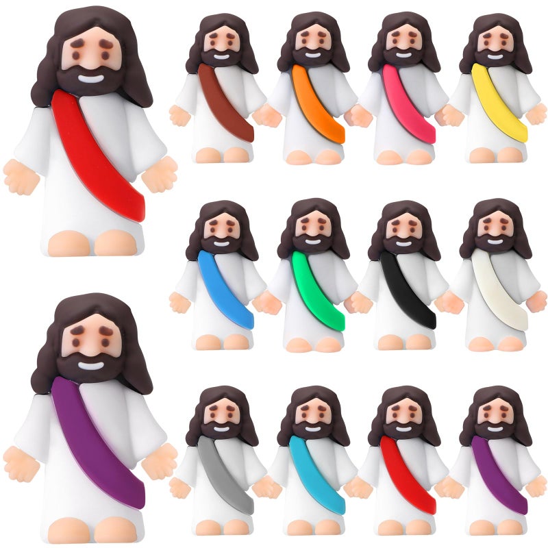 Bememo 12 Pcs Little Jesus Love You Figure Original Rubber Easter to Hide and Seek March for Jesus Religious Party Favors Sunday School Baptism Easter GiftsVibrant Colors