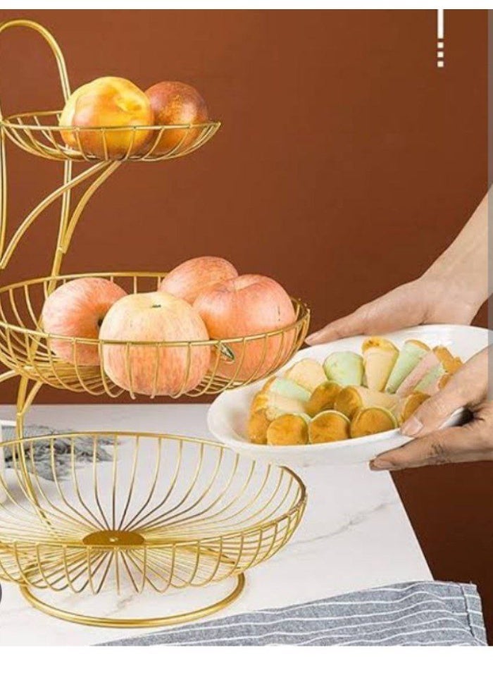 ناما استاند فاكهة مدور 3 دور لون ذهبي - Image 1