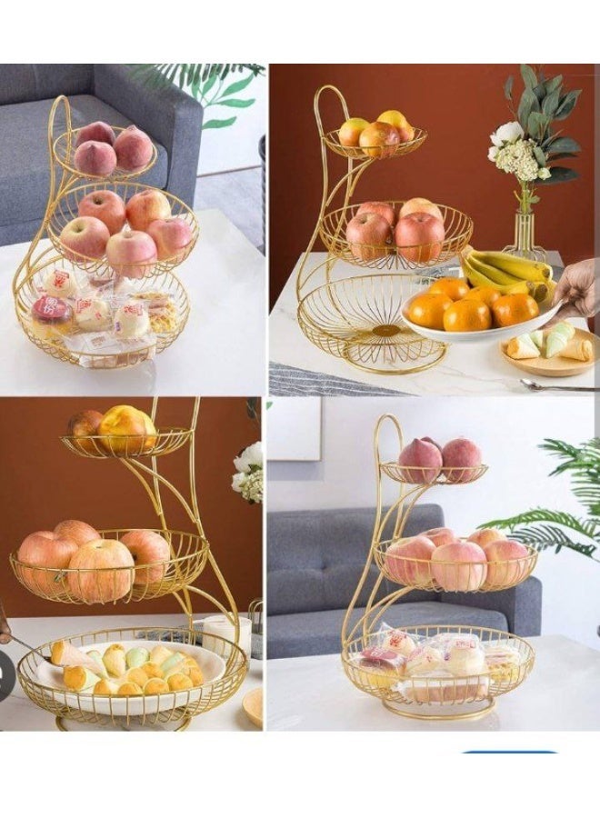 ناما استاند فاكهة مدور 3 دور لون ذهبي - Image 2