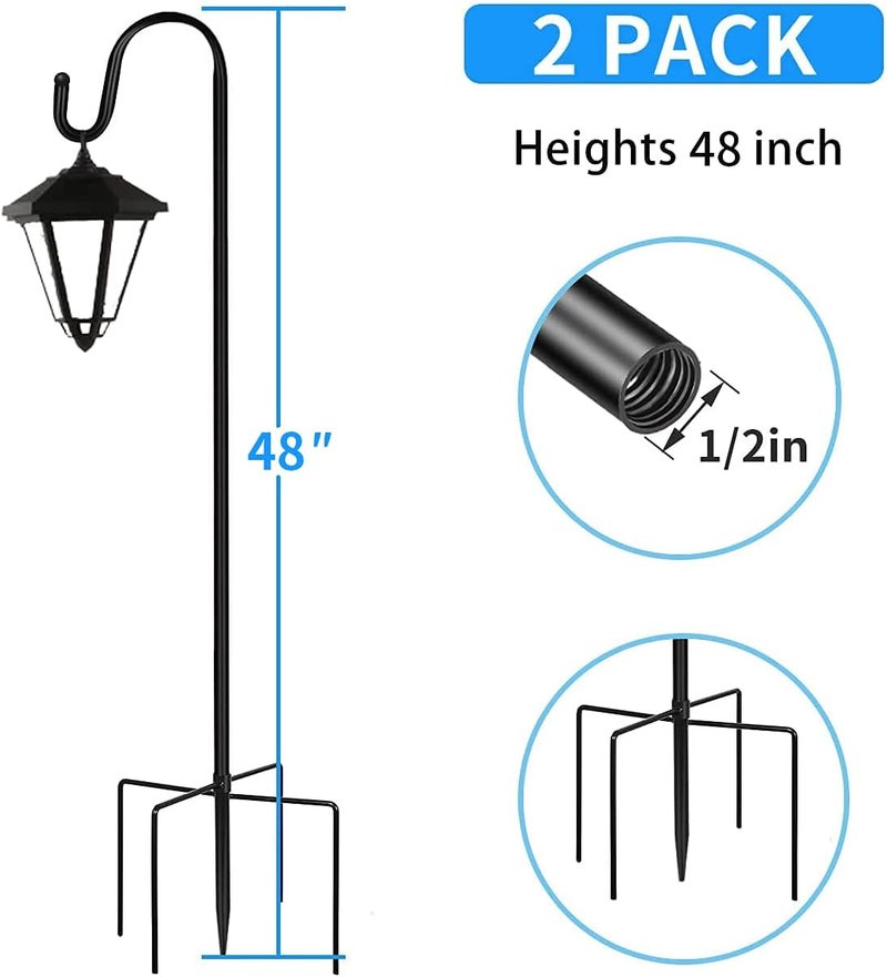 JOYSEUS Shepherd Hooks 2 Pack - 48 Inches High 1/2 Inch Thick Adjustable Rust Resistant Shepards Hooks for Outdoor Solar Lights, Lanterns, Flower Basket, Bird Feeder. - Image 5