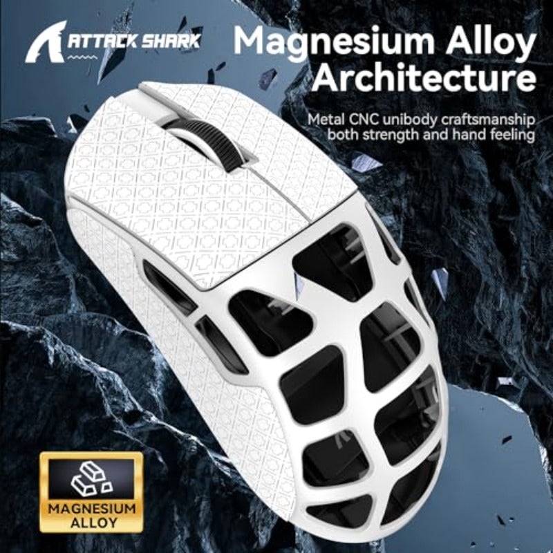 ATTACK SHARK R3 Magnesium Alloy Mouse Wireless 8K Mouse 46g SUPERLIGHT Mouse PixArt PAW3395 Gaming Sensor BT 2.4G Wired Gaming Mouse Adjustable DPI 26000 Office Mice for Win11 Xbox PS Mac -White - Image 3