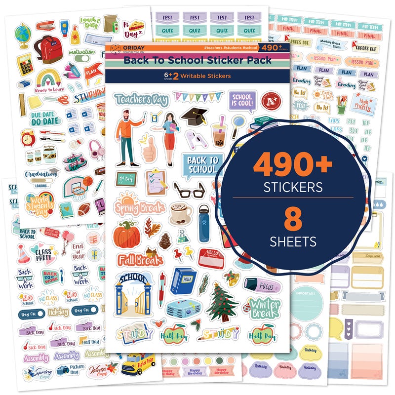 Teacher Planner Stickers Back to School Themed Planning Sticker Accessories for Student Educators homeschoolers Women Cute Happy Planner Productivity