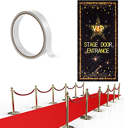 Timtin Red Carpet Runner 2.6 x 15 ft Christmas Not Slip Red Aisle Runner VIP Stage Door Entrance Cover Movie Theme Party Accessory 55 GSM Thickness with Carpet Tape for Film Carnival Wedding Decor - Image 1