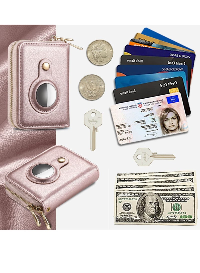 Excefore Small Wallet for Women, Minimalist PU Leathter Wallet, RFID Blocking Wallet Credit Card Holder Organizer with Zipper Pocket Mini Lady Purse, Slim AirTag Wallet Women - Image 2