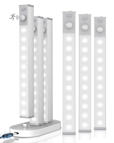 GOODEA 6 Pack Led Under Cabinet Lights Wireless with Charging Station, 7’’ Rechargeable Motion Sensor Light Indoor, Dimmable Closet Lights for Cabinets, Bookshelf, Stair, Hallway - Image 1