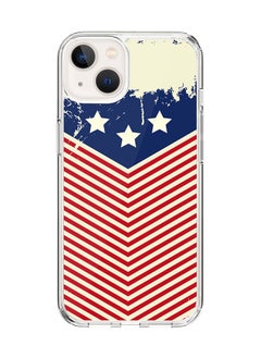 Classic Clear Case for Apple iPhone 14 Hybrid Soft Case Flexible Edges Anti Drop TPU PC Gel Thin Transparent Cover [ Designed for Apple iPhone 14 ] - Stars And Stripes Full Print