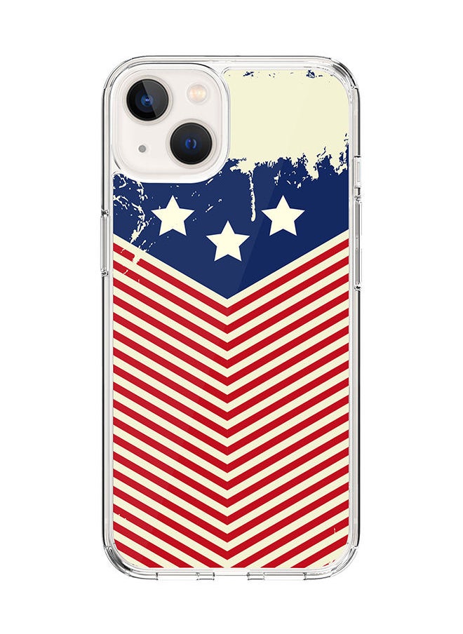 Stylizedd Classic Clear Case for Apple iPhone 14 Hybrid Soft Case Flexible Edges Anti Drop TPU PC Gel Thin Transparent Cover [ Designed for Apple iPhone 14 ] - Stars And Stripes Full Print  - Image 1