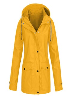 Women Solid Stripe Rain Jacket Outdoor Plus Waterproof Hooded Raincoat Windproof