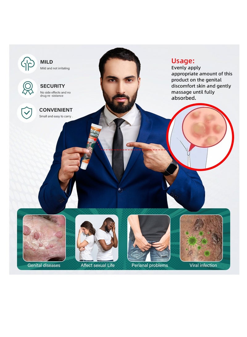Genital Wart Off, Genital Wart Removal Cream 0.7oz Easy Absorption Soften Cuticle Pointy Condyloma Removing Cream Remove Common Warts, Plantar Warts, Genital Warts