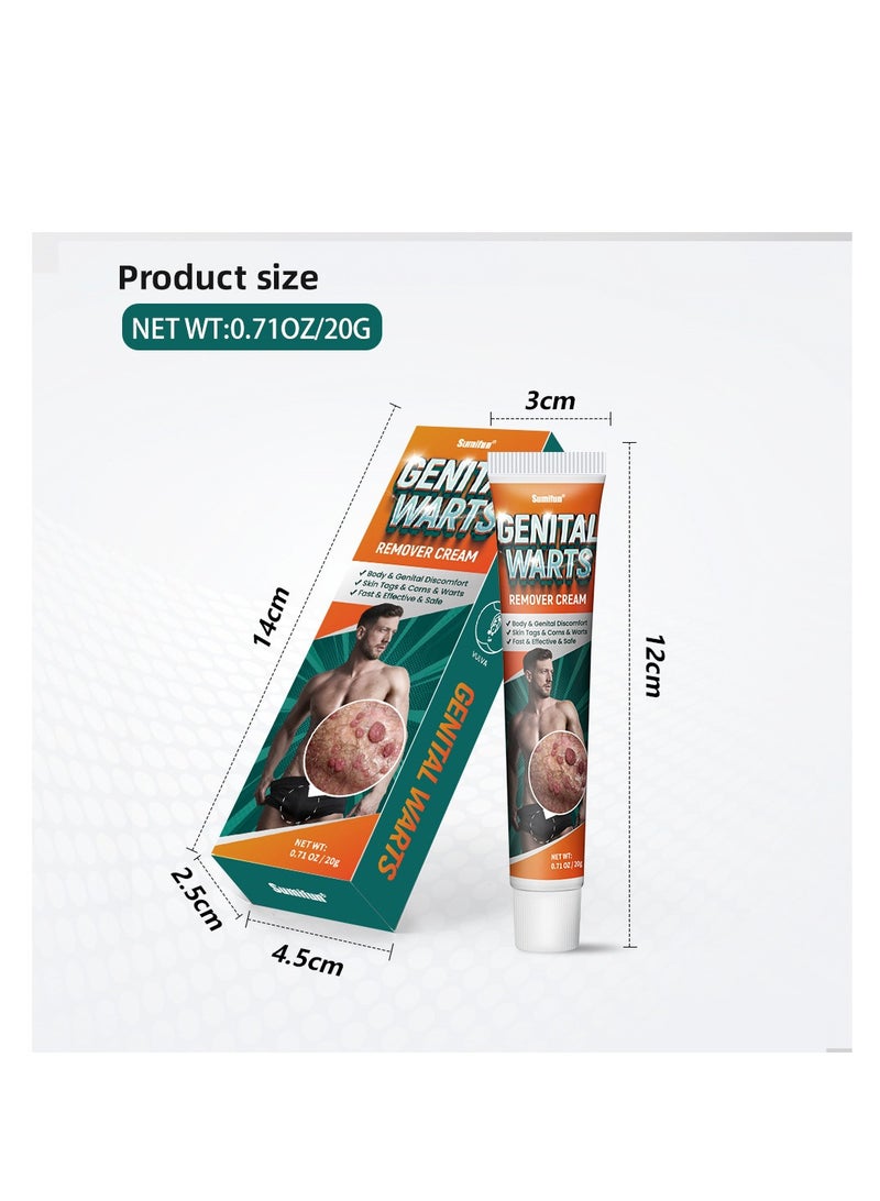 Genital Wart Off, Genital Wart Removal Cream 0.7oz Easy Absorption Soften Cuticle Pointy Condyloma Removing Cream Remove Common Warts, Plantar Warts, Genital Warts