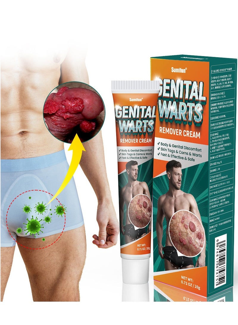 Genital Wart Off, Genital Wart Removal Cream 0.7oz Easy Absorption Soften Cuticle Pointy Condyloma Removing Cream Remove Common Warts, Plantar Warts, Genital Warts