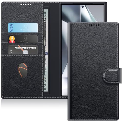 JETech Wallet Case for Samsung Galaxy S24 Ultra 5G Shockproof PU Leather Magnetic Flip Cover with Card Holder Stand Feature and Full Camera Protection Black - Image 1