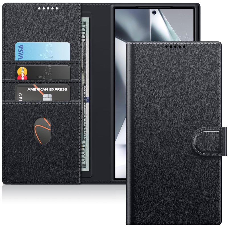 JETech Wallet Case for Samsung Galaxy S24 Ultra 5G Shockproof PU Leather Magnetic Flip Cover with Card Holder Stand Feature and Full Camera Protection Black - Image 2