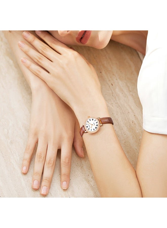 Golgen Ladies' Watch, Little Swan Series, Women's Leather Strap Vintage Quartz Watch, Round Dial, Holiday Gift For Girlfriend, 19036 - Image 2