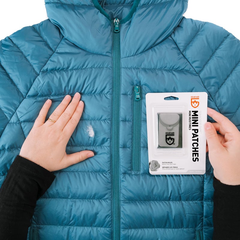 GEAR AID Tenacious Tape Mini Patches with Peel-and-Stick Adhesive to Fix Holes and Tears in Winter Gear, Down Puffer Jackets, Sleeping Bags, Tents, and Rain Gear, Black and Clear, 2 Pack - Image 2
