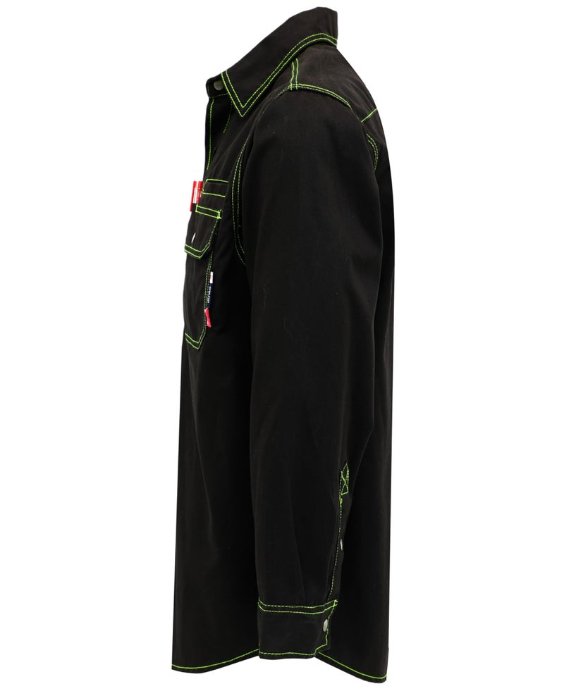 BOCOMAL FR Shirts for Men Snaps Down 7.5oz Water Repellent Fire Resistant Welding Jackets-NFPA2112 CAT2 Black - Image 2