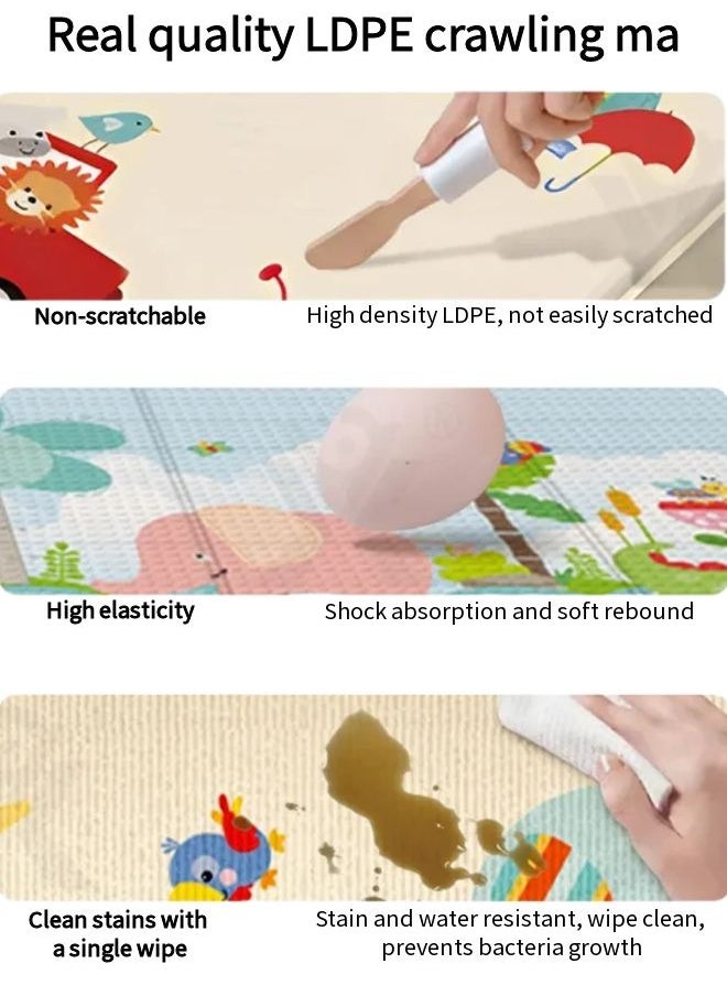 Vixplorn Large waterproof soft baby play mat, baby floor mat, foldable baby play mat, indoor and outdoor reinforced crawling mat, suitable for home, kindergarten, outdoor and travel use (Size：180*100*1cm)  - Image 3